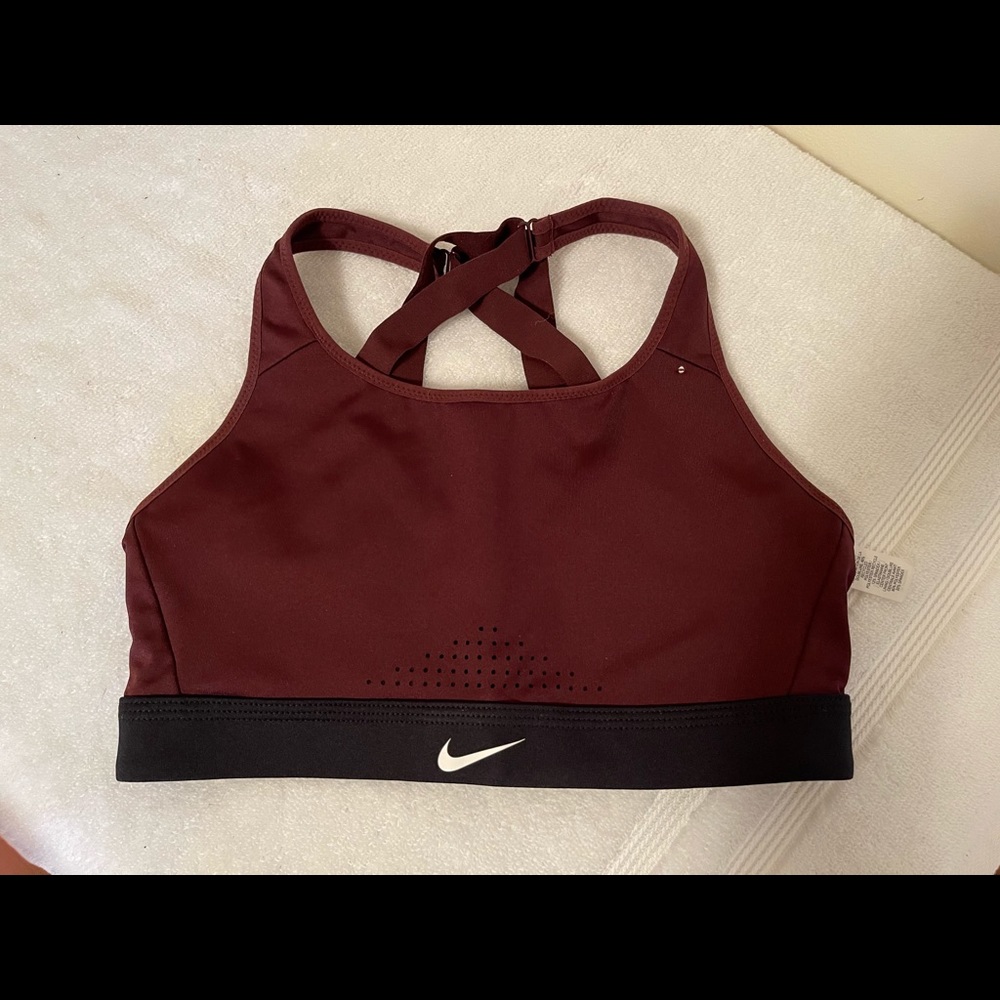 Nike Burgundy/black Sports Bra - S
